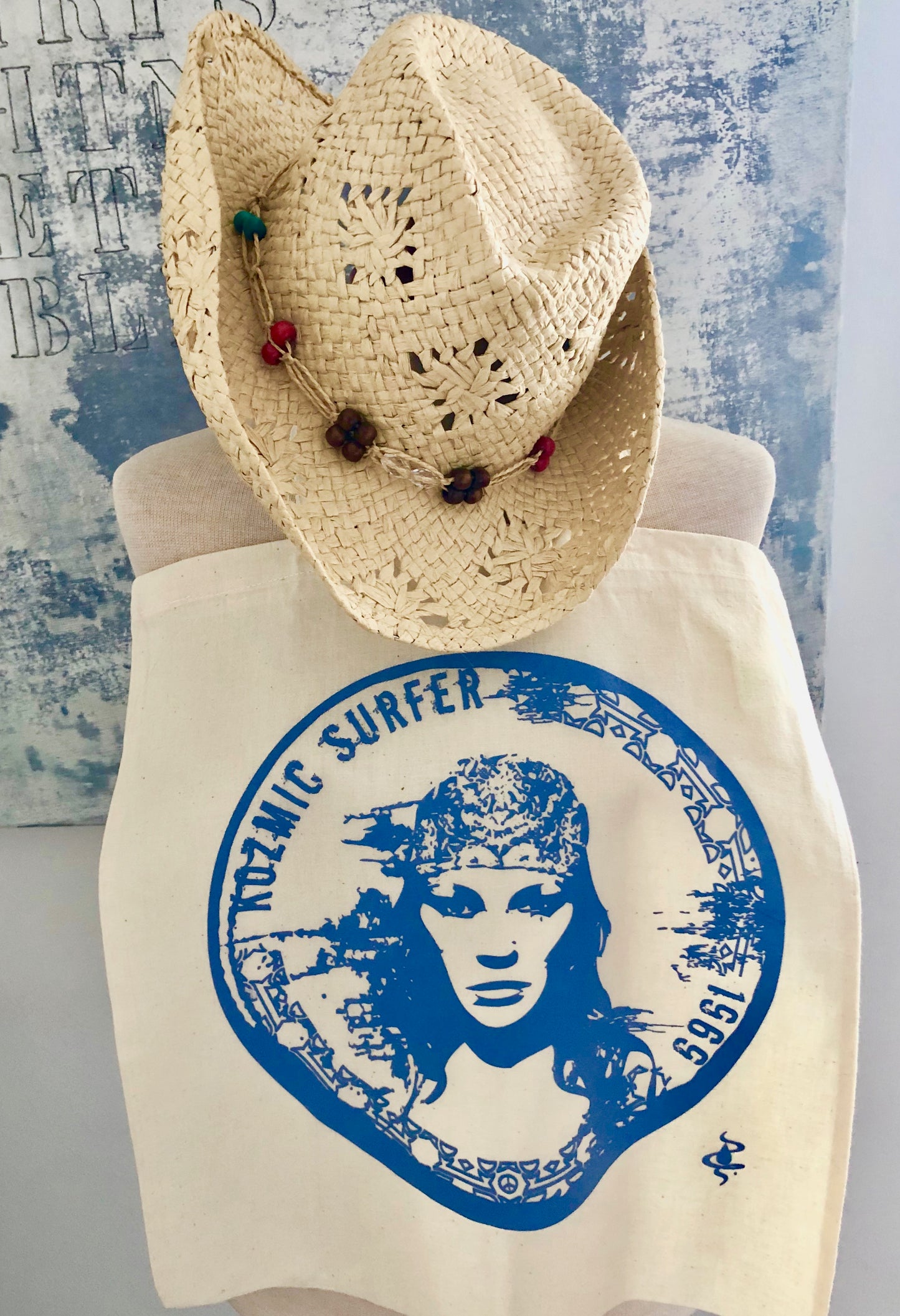 Kozmic Surfer Blue Sky Organic Tote Bag